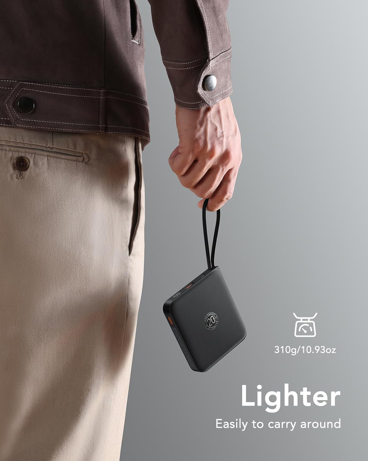 Detalle 2 de VRURC Power Bank 20000mAh ⚡ Carga Rápida USB C y LED