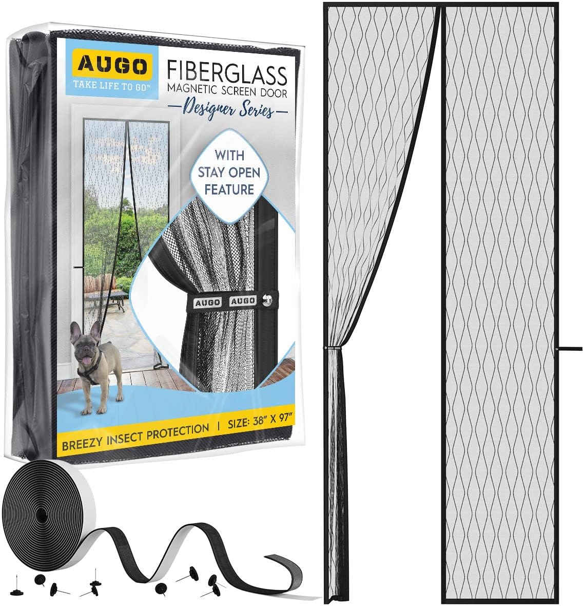 Thumbnail 6 de AUGO Magnetic Fibreglass Design Screen Door – Self Sealing, Heavy Duty, 38" x 83