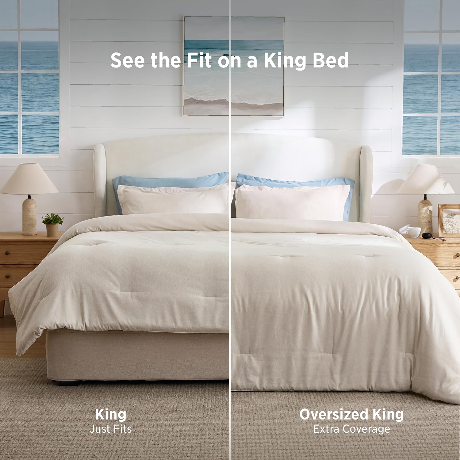 Detalle 2 de Bedsure Comforter Set-Solid-Cationic Dyeing King Comforter Set, Beige Melange