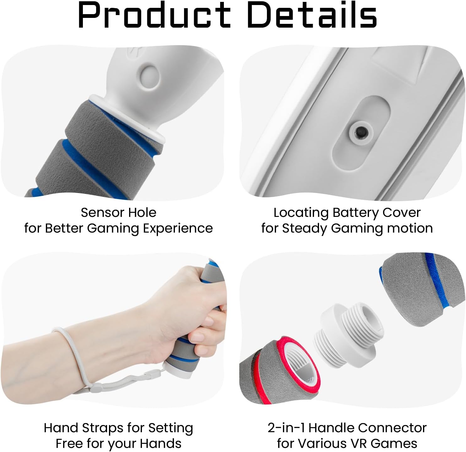 Detalle 1 de OldPAPA 3-in-1 VR Gorilla Tag Long Arms Sticks for Meta Quest 3/3S (White) with Dual Controller Extension Grip