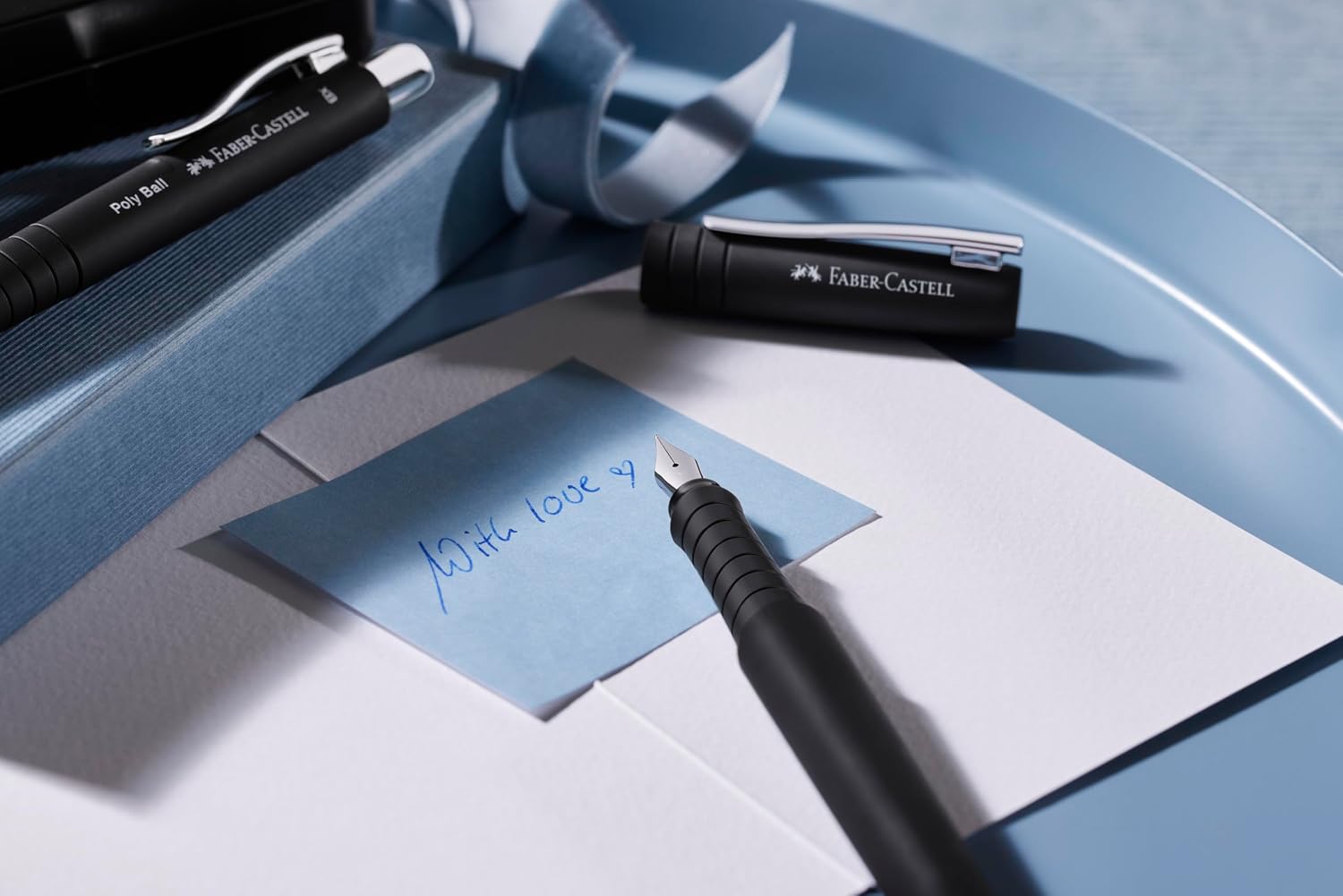 Detalle de Faber-Castell 241050 Set di Scrittura Poly Pen Nero – Penna Stilografica con Pennino Lungo e Penna a Sfera, Impugnatura Ergonomica