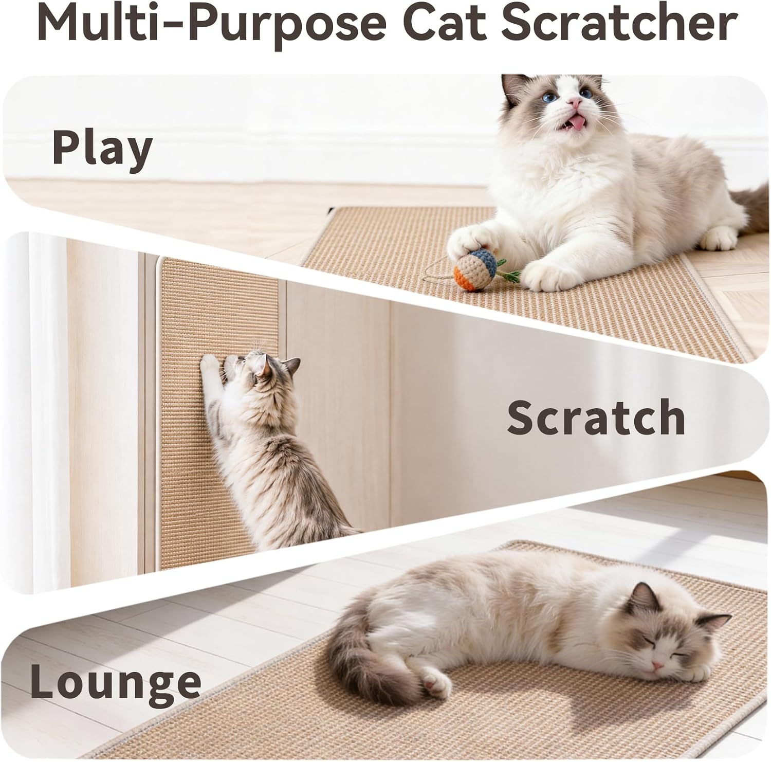 Detalle 2 de Petinstinct M Cat Scratcher Mat, Natural Sisal, 23.6 x 15.7 Inches