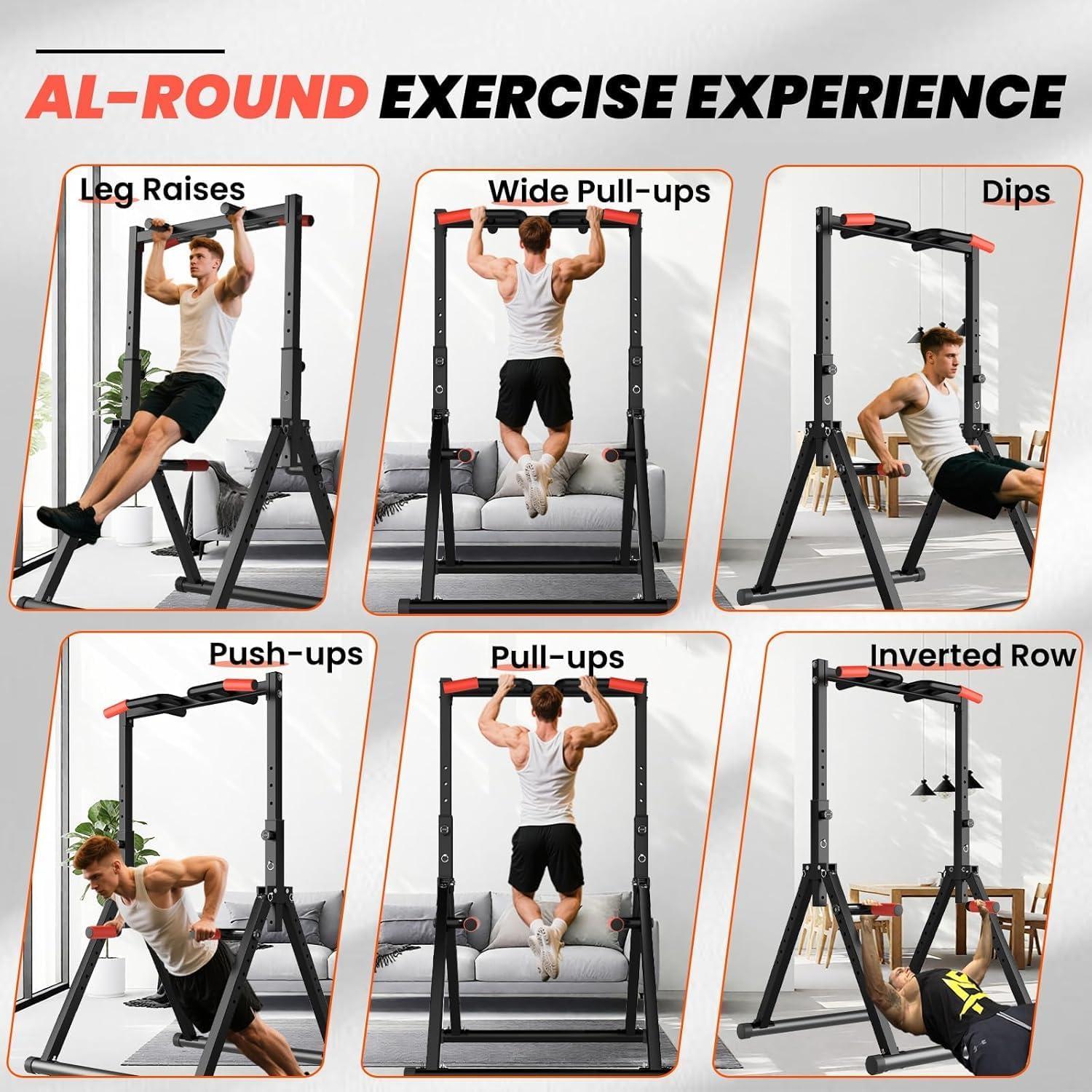 Thumbnail 6 de DOBESTS Foldable Power Tower Dip Station with Pull Up Bar — Free Stand Fitness Equipment for Home Gym