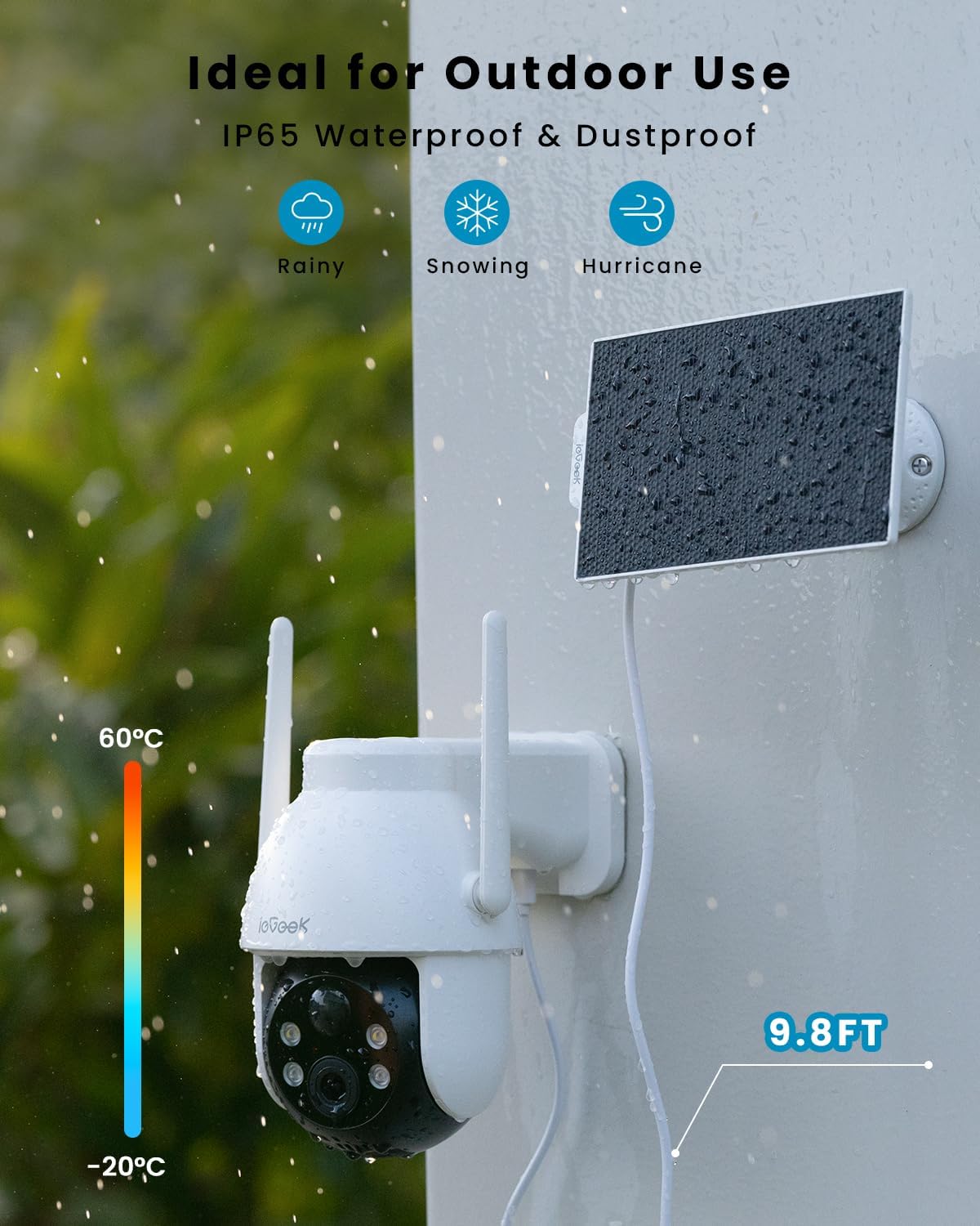 Thumbnail 6 de ieGeek 2K Solar Outdoor Security Cameras, 2-Pack with PTZ and Color Night Vision