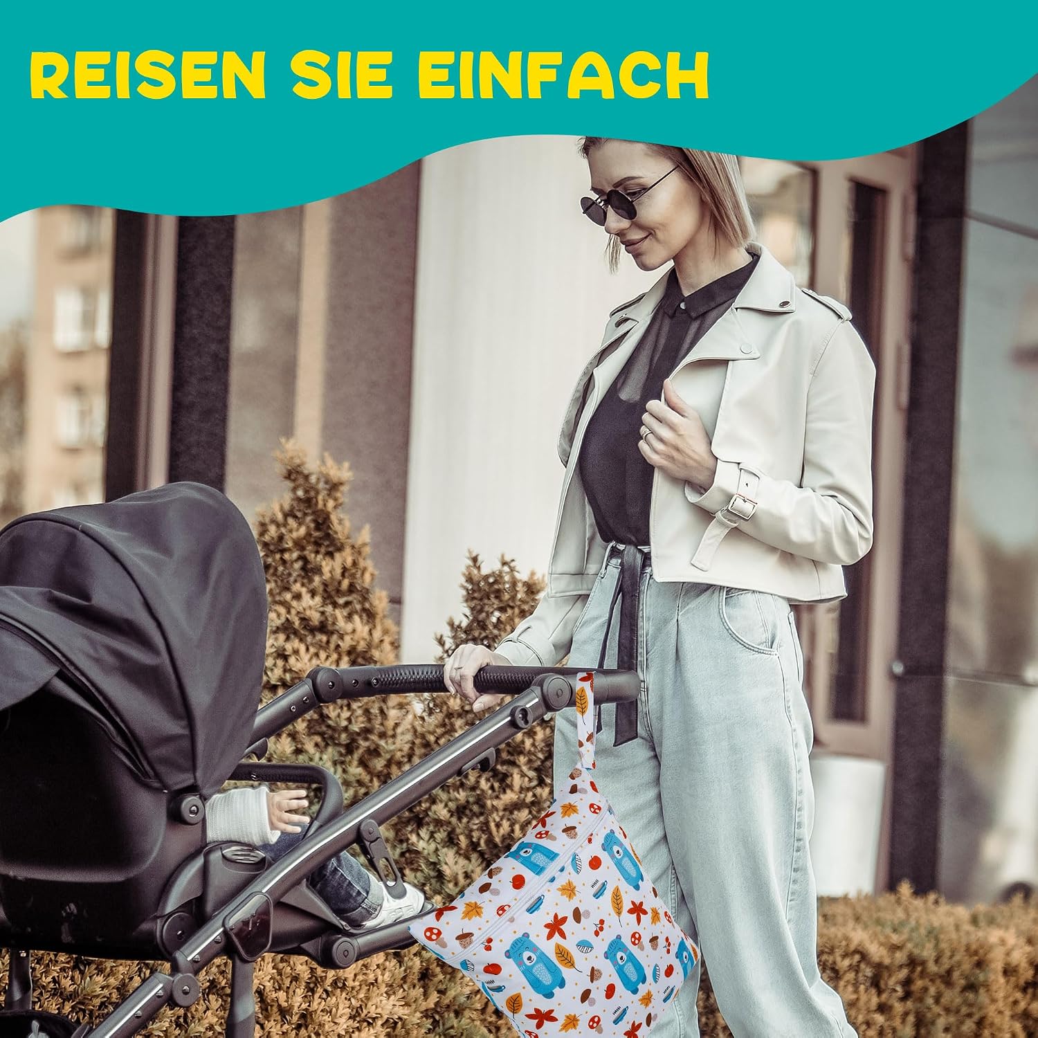 Thumbnail 1 de Loscarol 2er Set große Wetbags für Kindergarten & Schwimmen (Bär) – doppelt verschließbar, getrennt trocken/nass