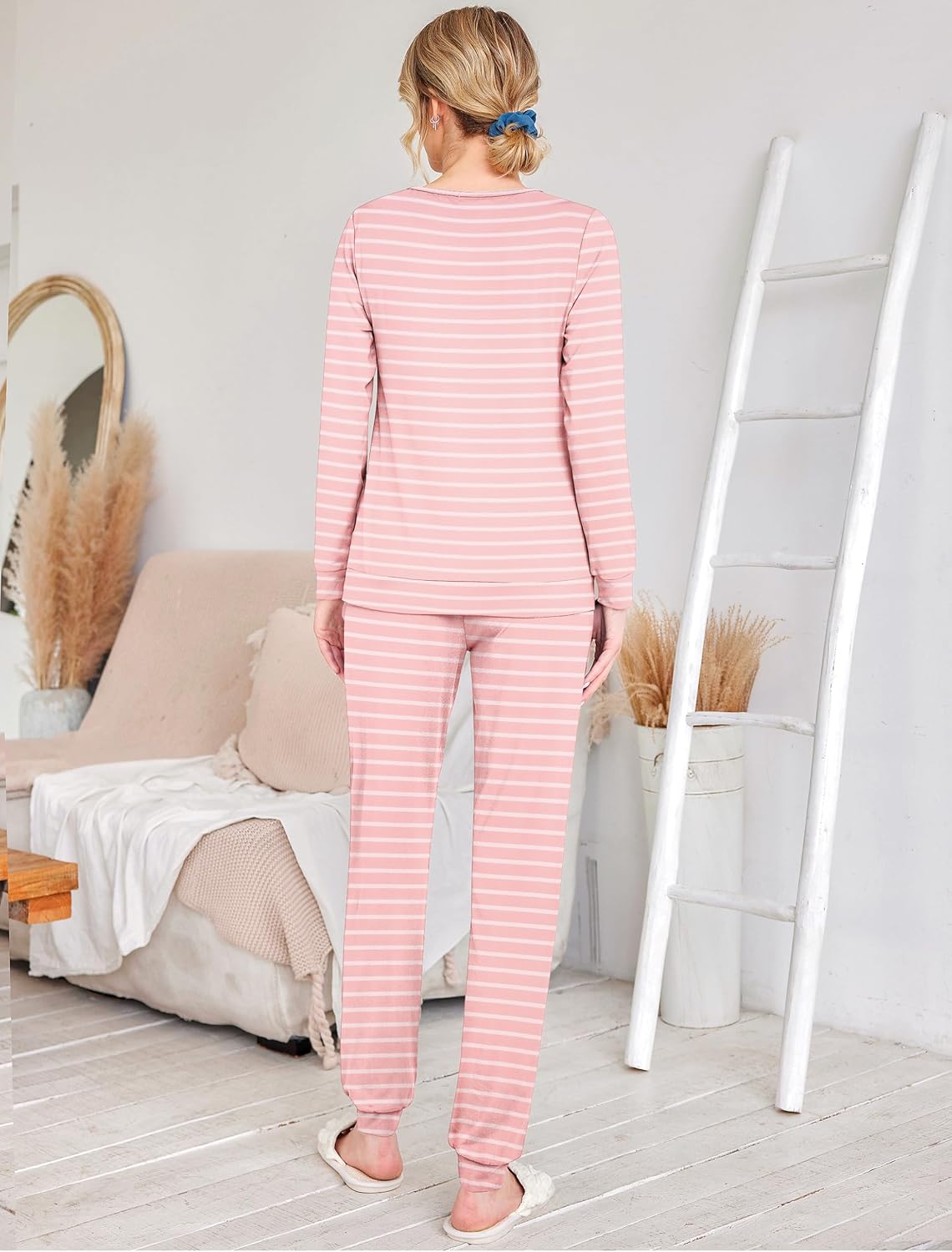 Detalle 1 de Ekouaer Women's 2-Pack Pajama Sets with Long-Sleeve Tops and Joggers