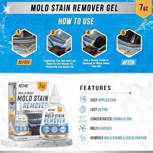 Detalle de ACTIVE Mould Stain Remover Gel Cleaner for Front Loader Seals and Grout (207 mL)