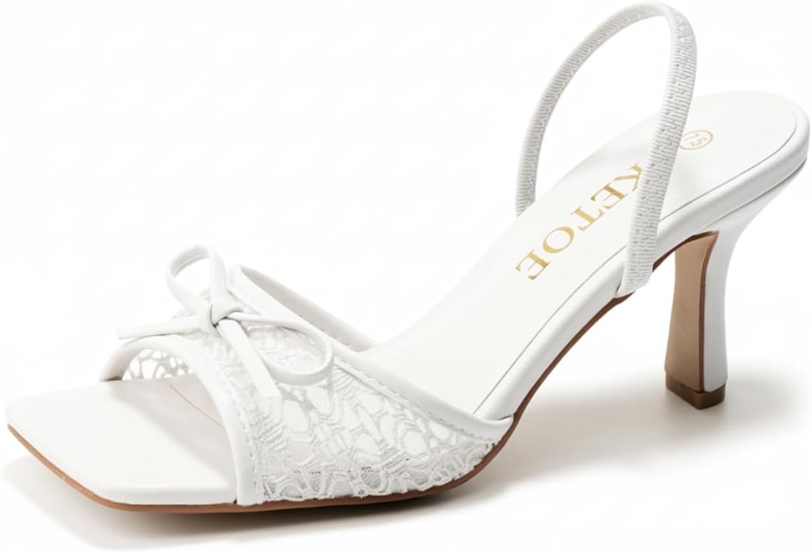 Thumbnail 6 de SKETOE Bow Kitten Heels for Women: Square-Toe Mesh Sandals with Bow Accent