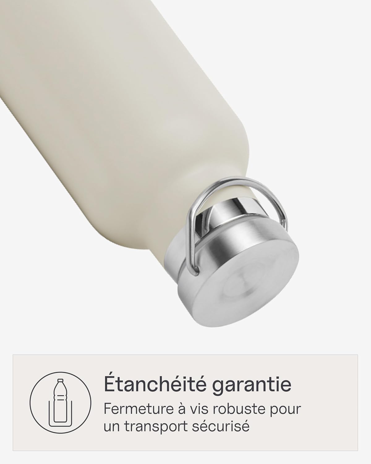 Detalle de Kapten & Son Gourde en acier inoxydable 0,75 L – beige, couvercle anti-fuite, BPA-free
