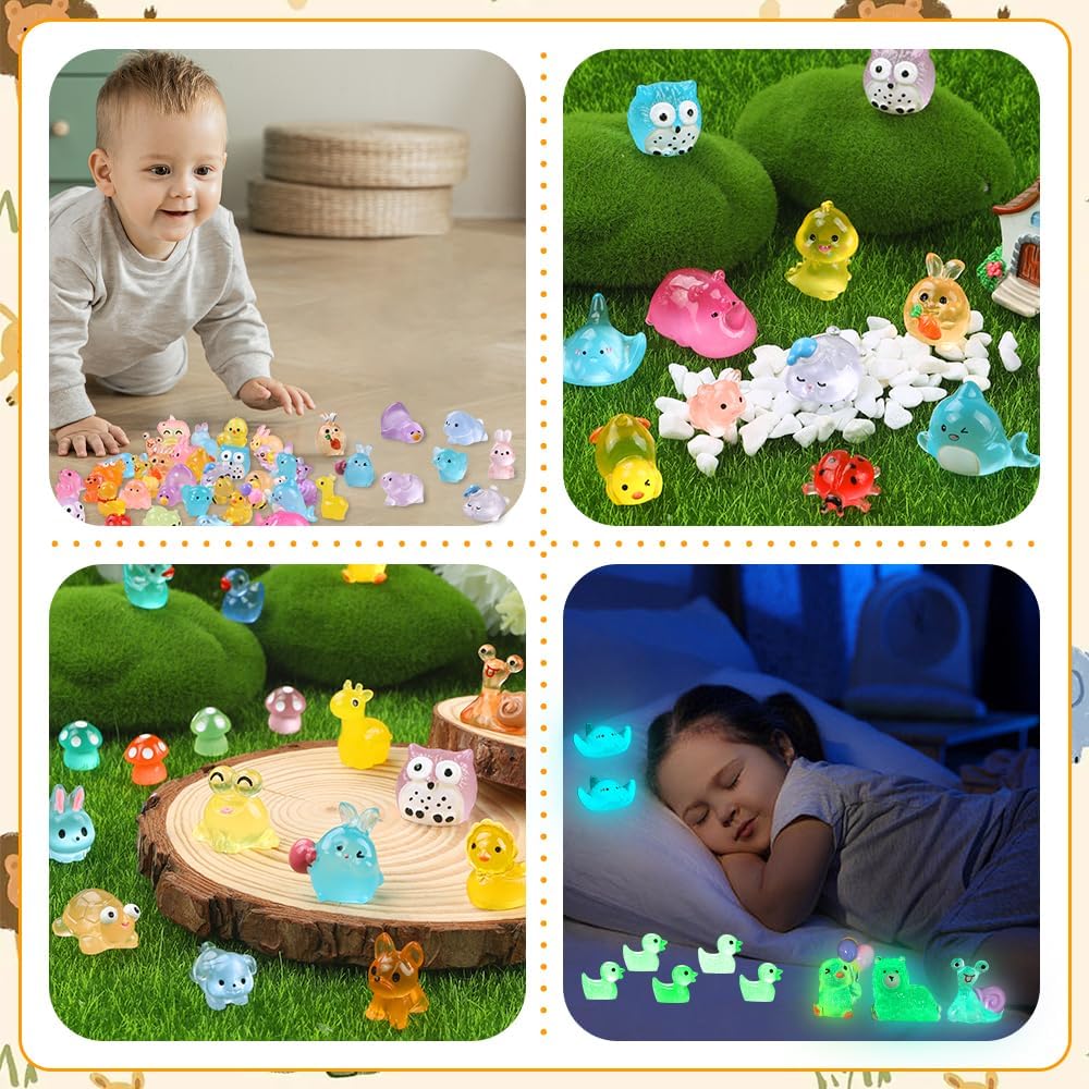 Thumbnail 6 de DIYDEC 206pcs Mini Luminous Resin Animals: Glow-in-the-Dark Miniatures for DIY Decor and Party Favors