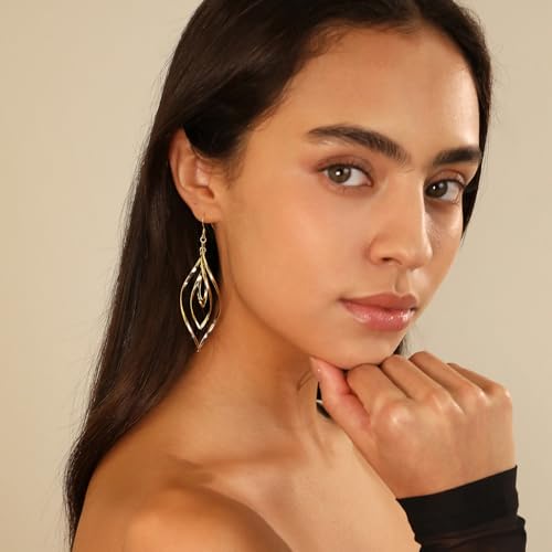 Detalle de Meissa Orecchini pendenti Geometrica 925 Ørecchini lunghi in argento, oro e oro rosa