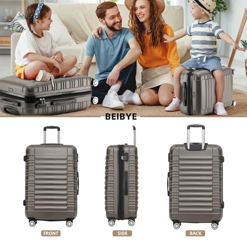 Detalle de BEIBYE Reisekoffer 2088 Hartschale – Größe L, 65×43×26 cm, 3,5 kg, 75 L, Coffee