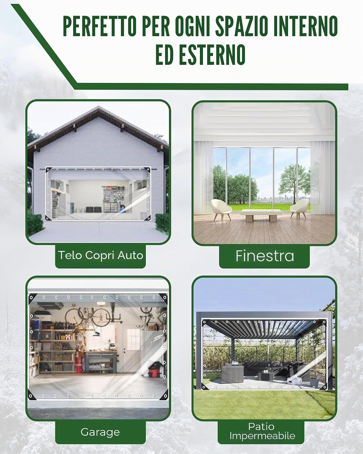 Detalle de FoundGo 2.5x3m Telo Impermeabile Esterno Trasparente con Occhielli in Alluminio