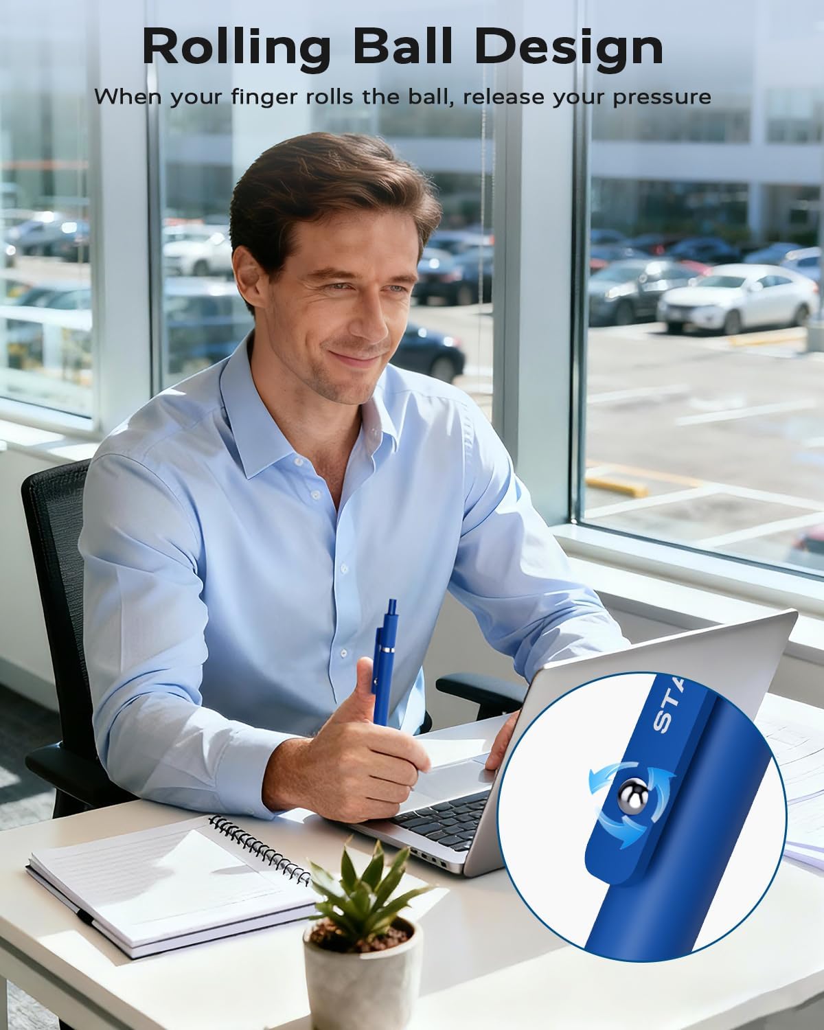 Detalle de STAGEEK Blue Gel Pens: 6‑Pack Fine Point with Extra Refills for Journaling and Notes