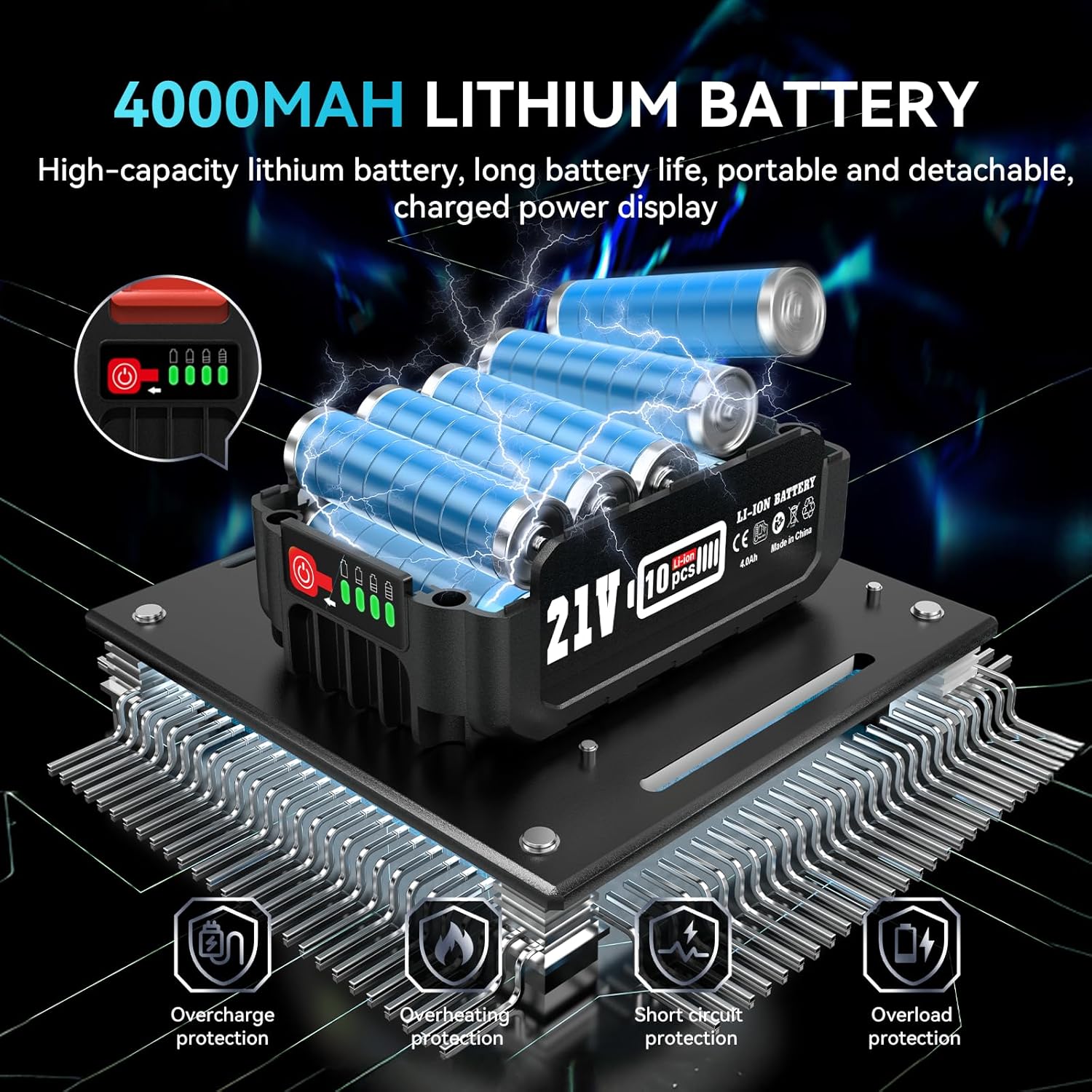 Thumbnail 3 de SEESII Taille-Haie à Batterie 2 en 1 — Taille-haie sans fil avec 4000 mAh, 30 cm et 15 cm