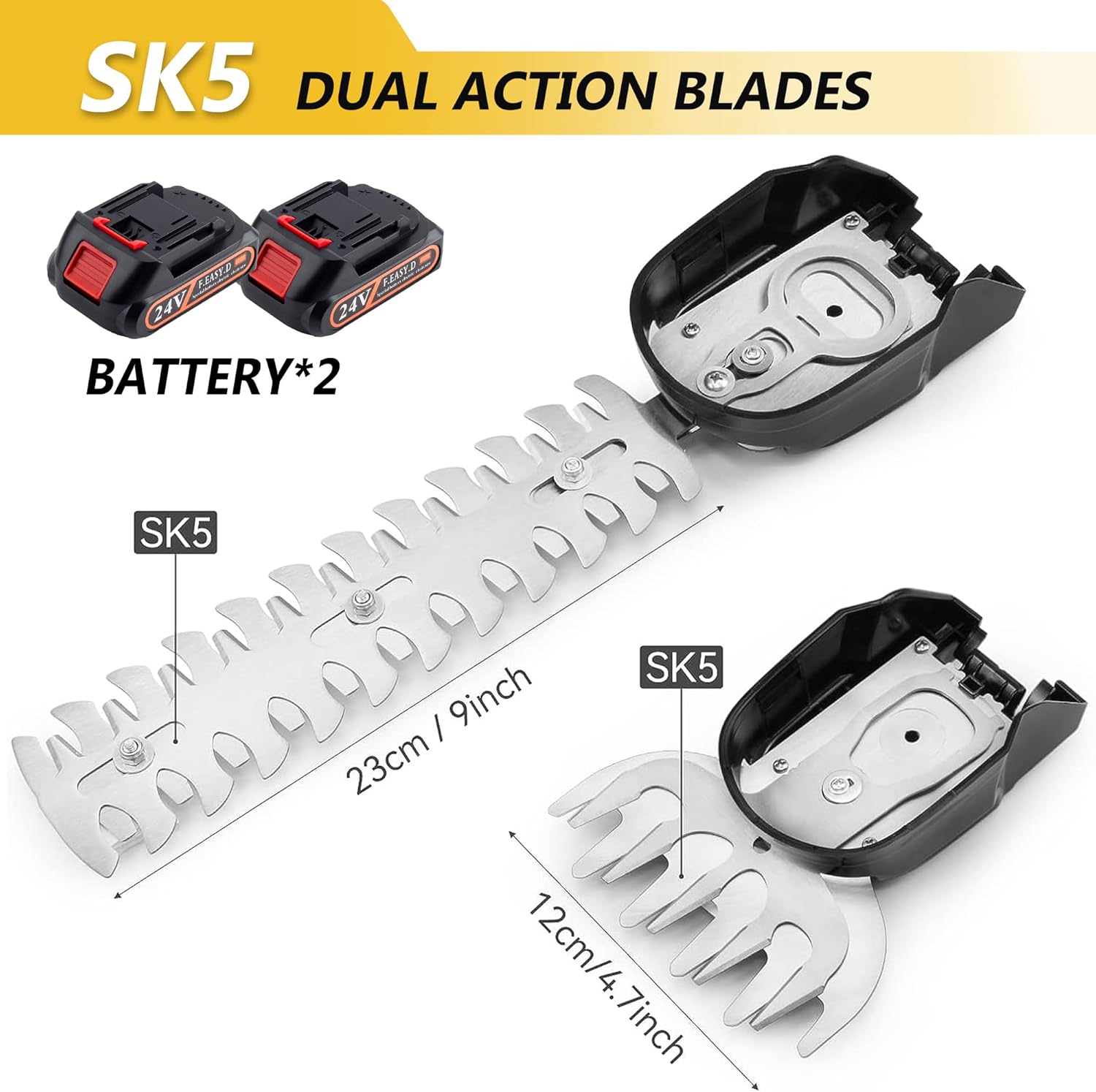 Thumbnail 1 de Cordless Hedge Trimmer 24V: 2-in-1 Grass Shear and Hedge Cutter, Portable Battery-Powered Garden Tool