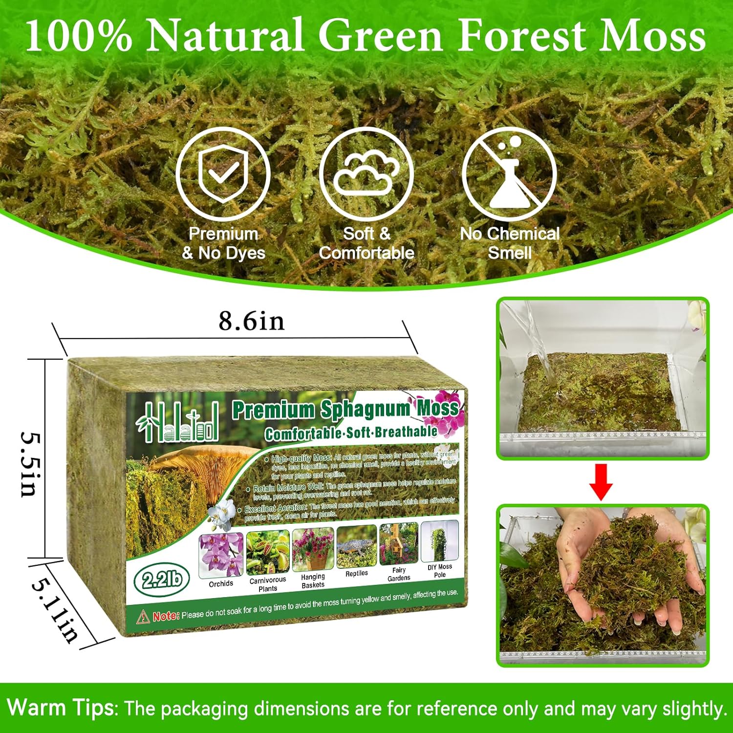 Thumbnail 1 de Halatool 1000g Sphagnum Moos – 100% Natur, ideal für Orchideen, Terrarien und Zucht