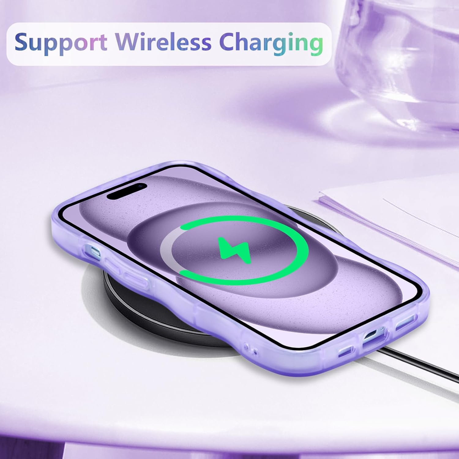 Thumbnail 5 de ZTOFERA Handyhülle für iPhone 14 Plus (6,7") mit irisierendem Wellenrahmen und Sternen-Design