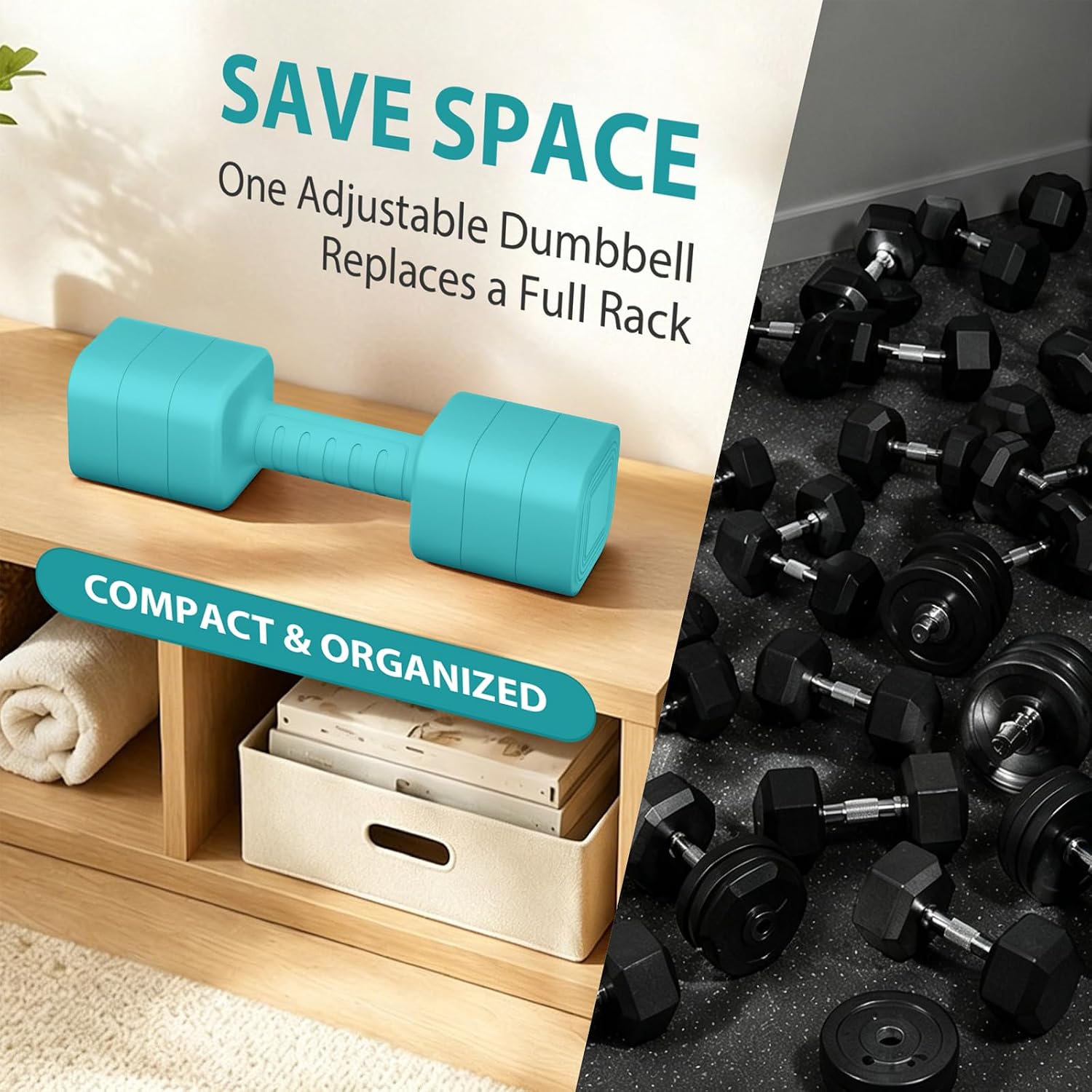 Detalle de Poudee Adjustable Dumbbells, 2.2–20 lb