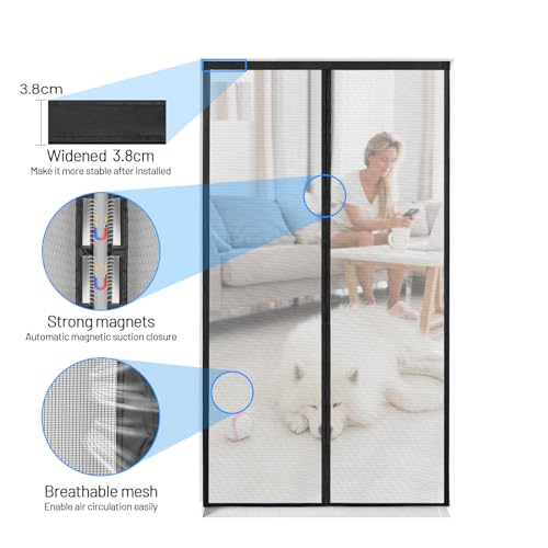 Detalle de Mosquitera Puerta Magnética Berssen 90 x 210 cm, Negro — protección sin esfuerzo con cierre automático