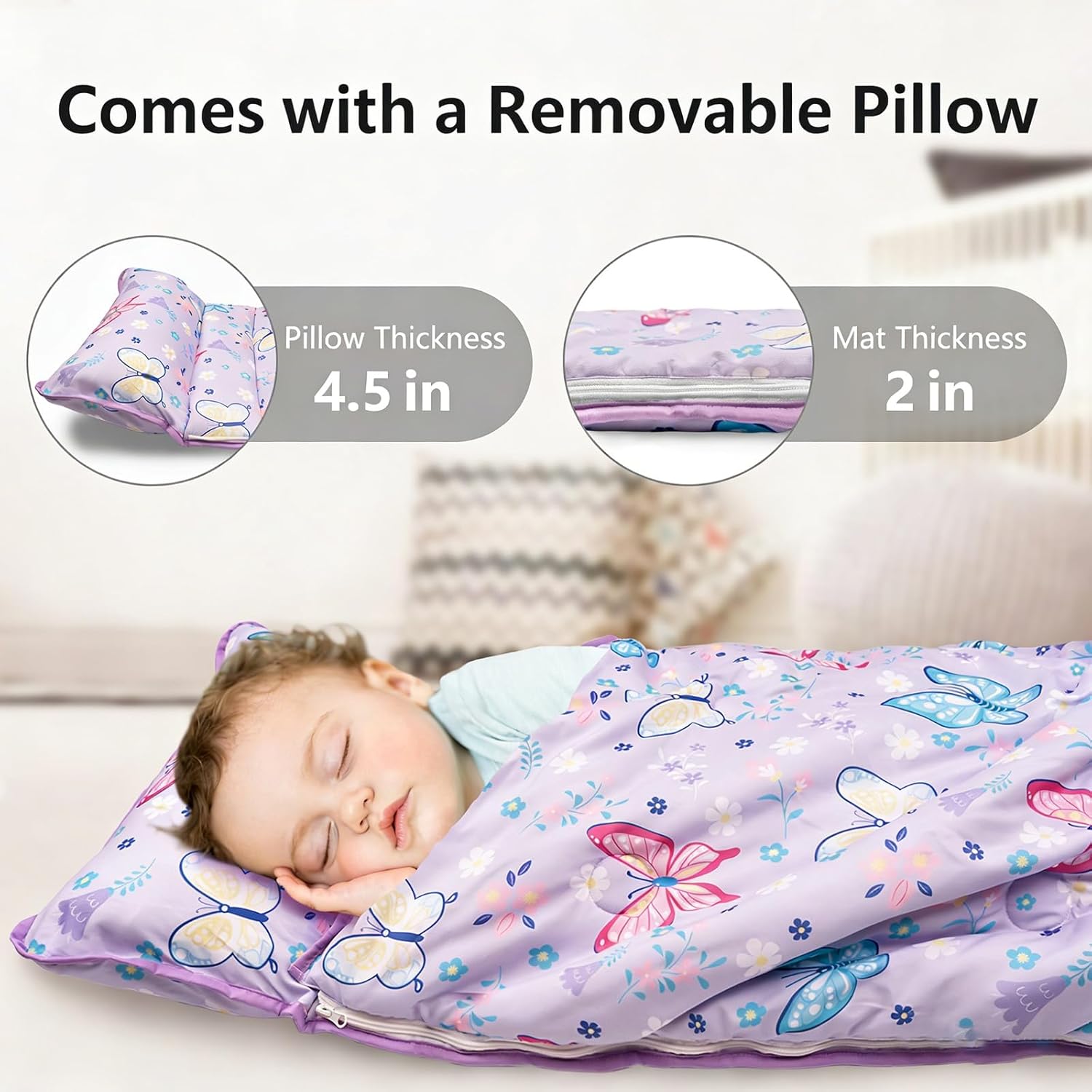 Thumbnail 5 de Primlect Toddler Nap Mat with Pillow, Thickened Extra Large Sleeping Bag (55" x 22")