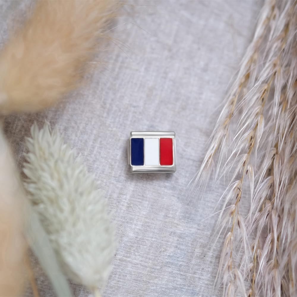 Thumbnail 2 de 2Burned Italian Charm Flag for 9 mm Bracelets in Stainless Steel