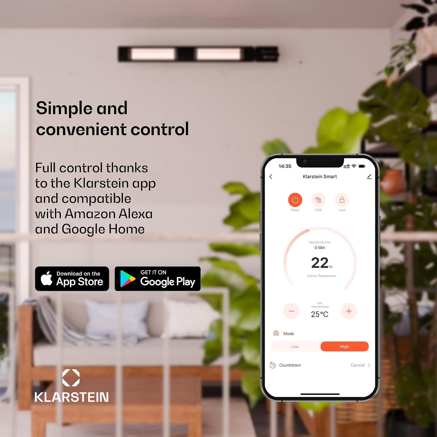 Detalle 2 de Klarstein Cosmic Beam Smart 24 infraroodverwarming, 2400 W, wifi en thermostaat
