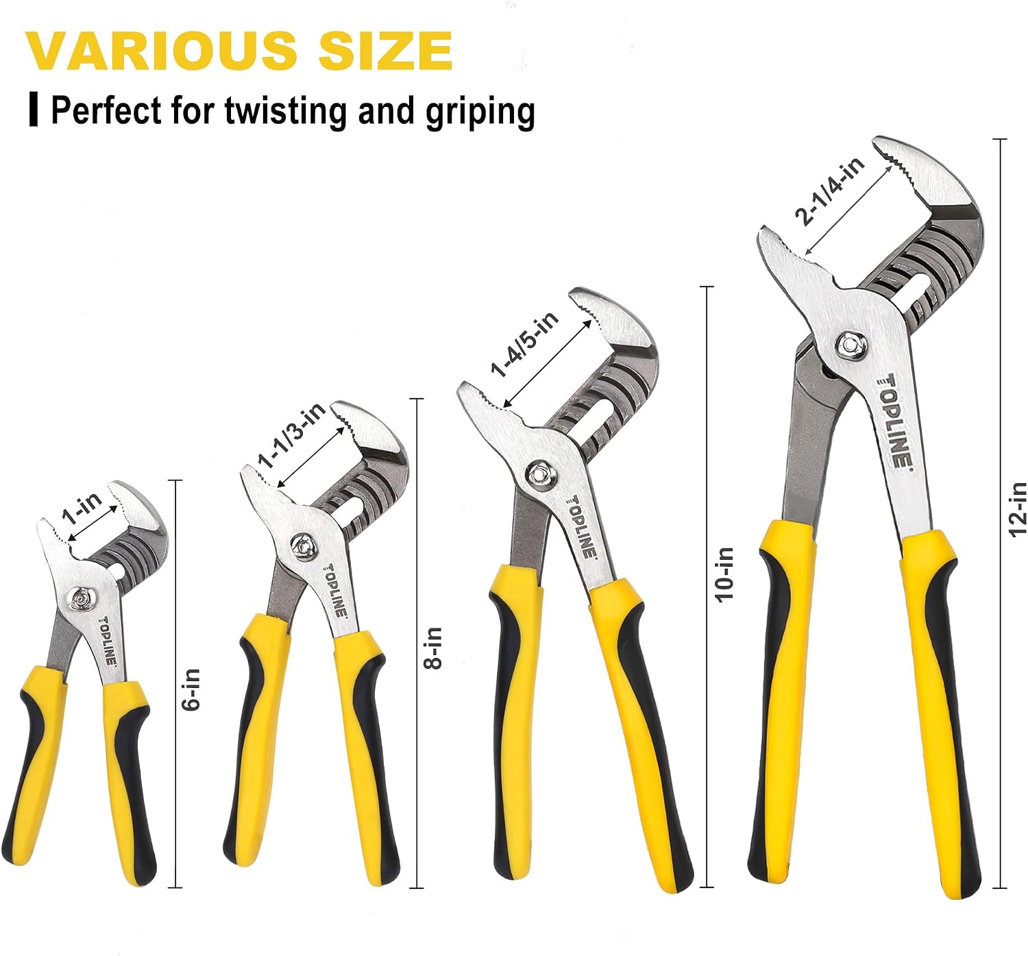 Detalle 1 de TOPLINE Tongue-and-Groove Pliers Set, 4-Piece
