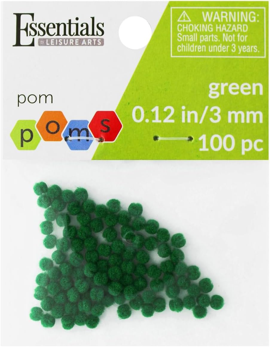 Detalle de Essentials By Leisure Arts EBL Pom Pom 3mm Green 100pc コットンポンポン グリーン・3mm・100個入り
