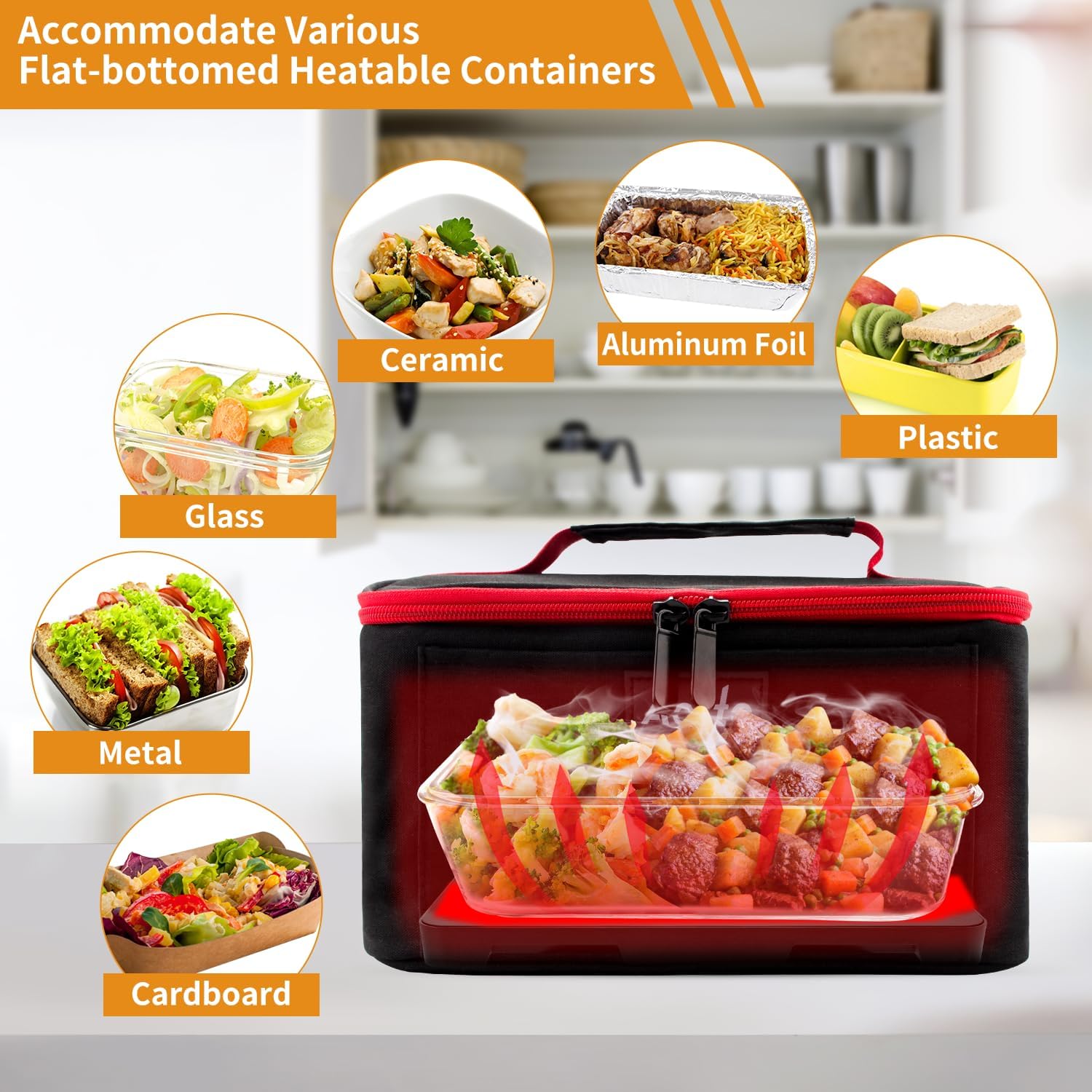 Detalle de Aotto 3-in-1 Mini Oven Portable Food Warmer, 12V/24V/110V