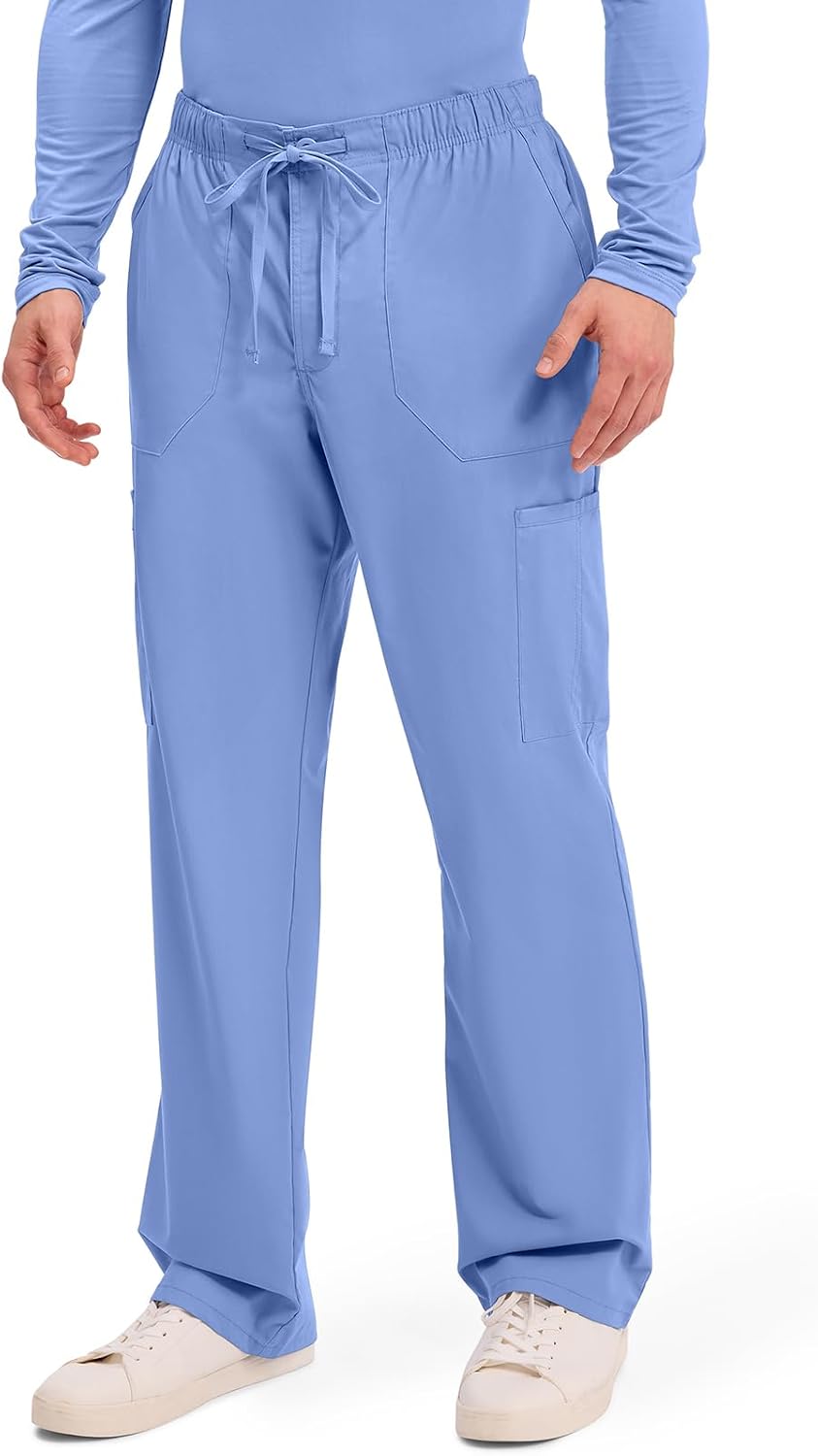 Detalle 2 de Cherokee WW190 Men's Tapered-Leg Cargo Scrub Pants, 2-Way Stretch, 5 Pockets