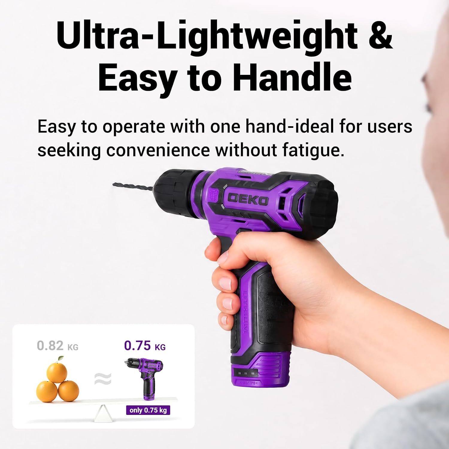 Thumbnail 6 de DEKO Set di attrezzi da 238 pezzi con trapano a batteria 12 V, viola: kit completo per lavori domestici