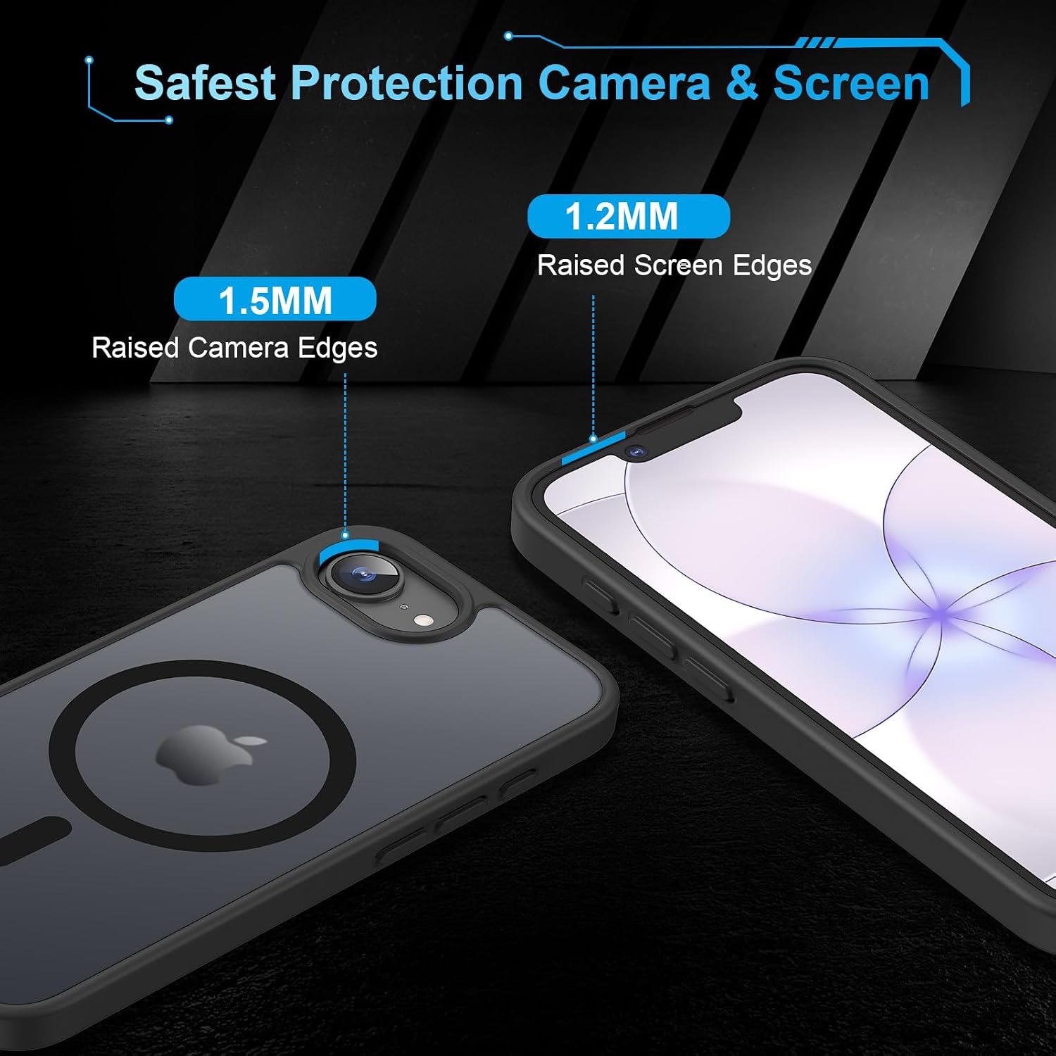 Detalle de TQIAHF Cover Magnetica per iPhone 16e/17e con 2 Pellicole in Vetro Temperato – Nero