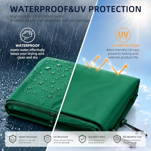 Detalle de Lumora Rotary Washing Line Cover 420D Heavy Duty Waterproof (168x16x16cm) in Green