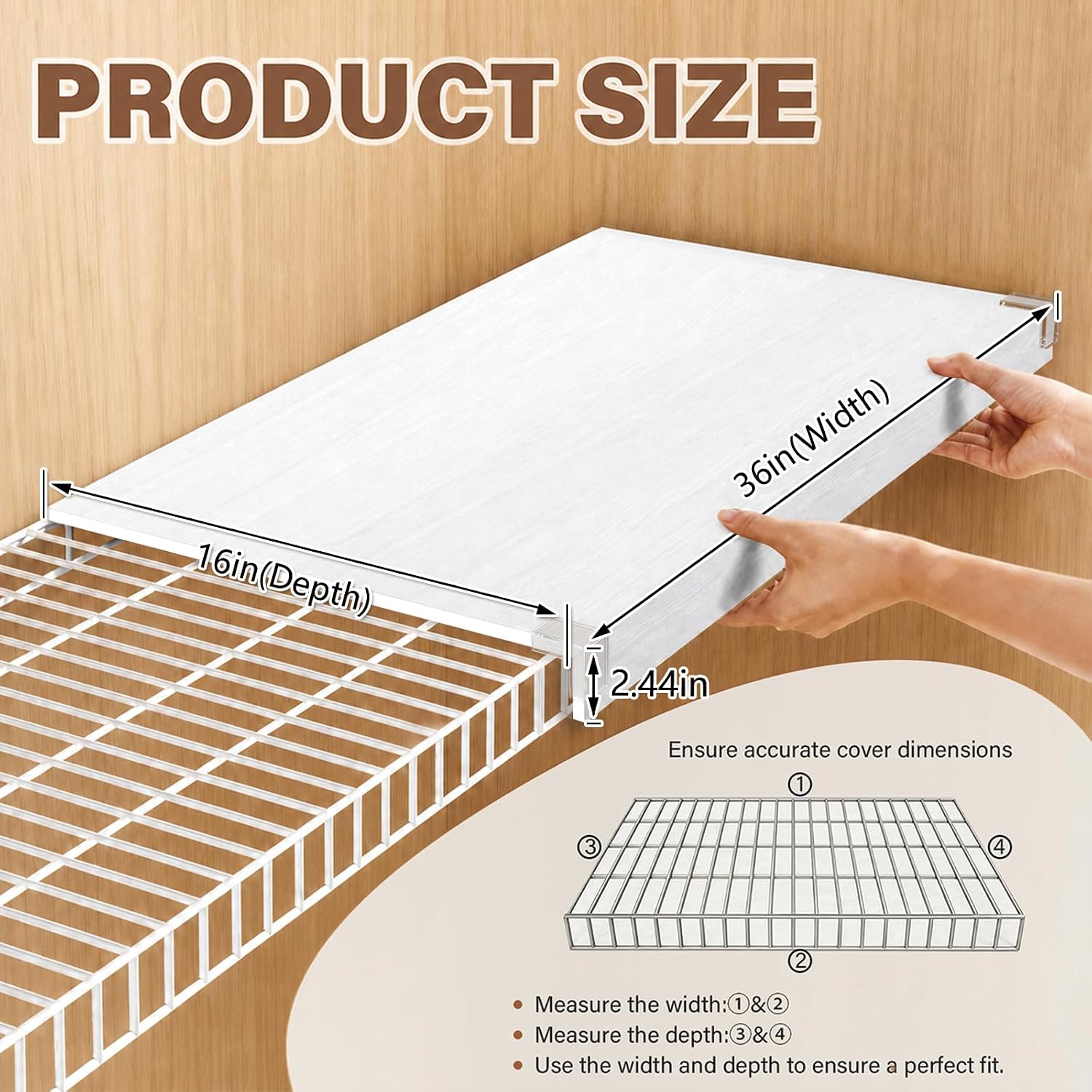 Detalle de Wire Rack Covers for Shelves (36x16 PVC) — Moisture-Resistant Shelf Liners for Wire Shelving, White