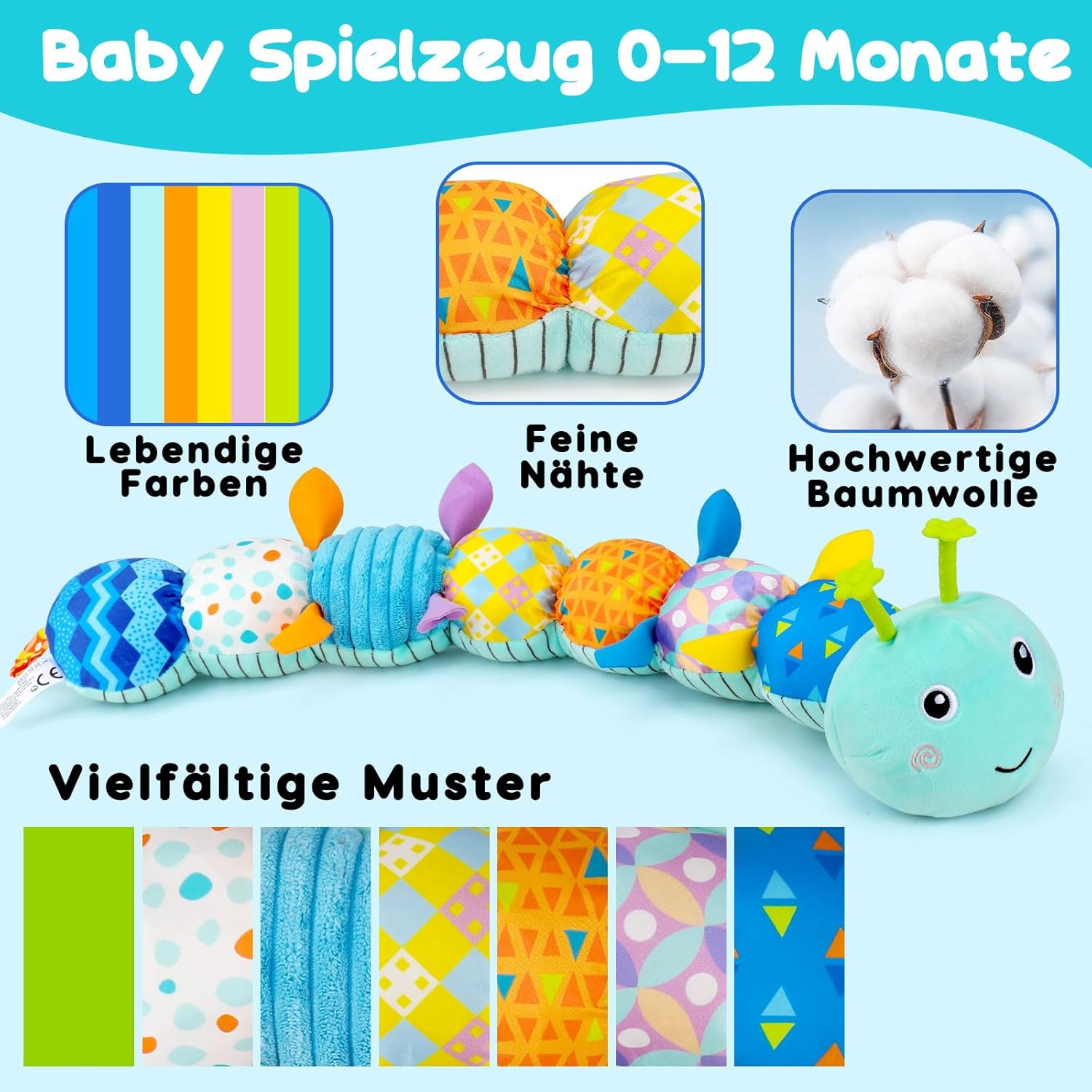 Detalle de Baby Spielzeug Raupe Musikspielzeug 50 cm