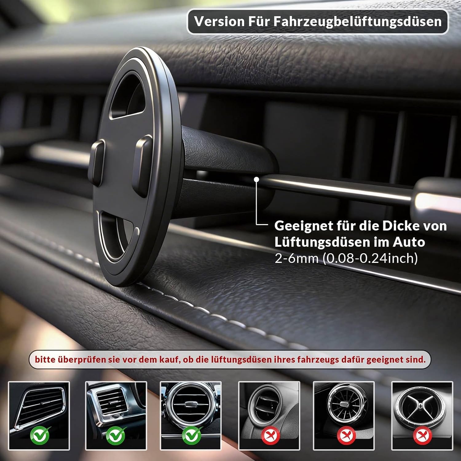 Detalle de Magnetische Halterung für OOONO CO-Driver NO2 – Spritzguss, 5962 Klebepads, 2 Installationsoptionen