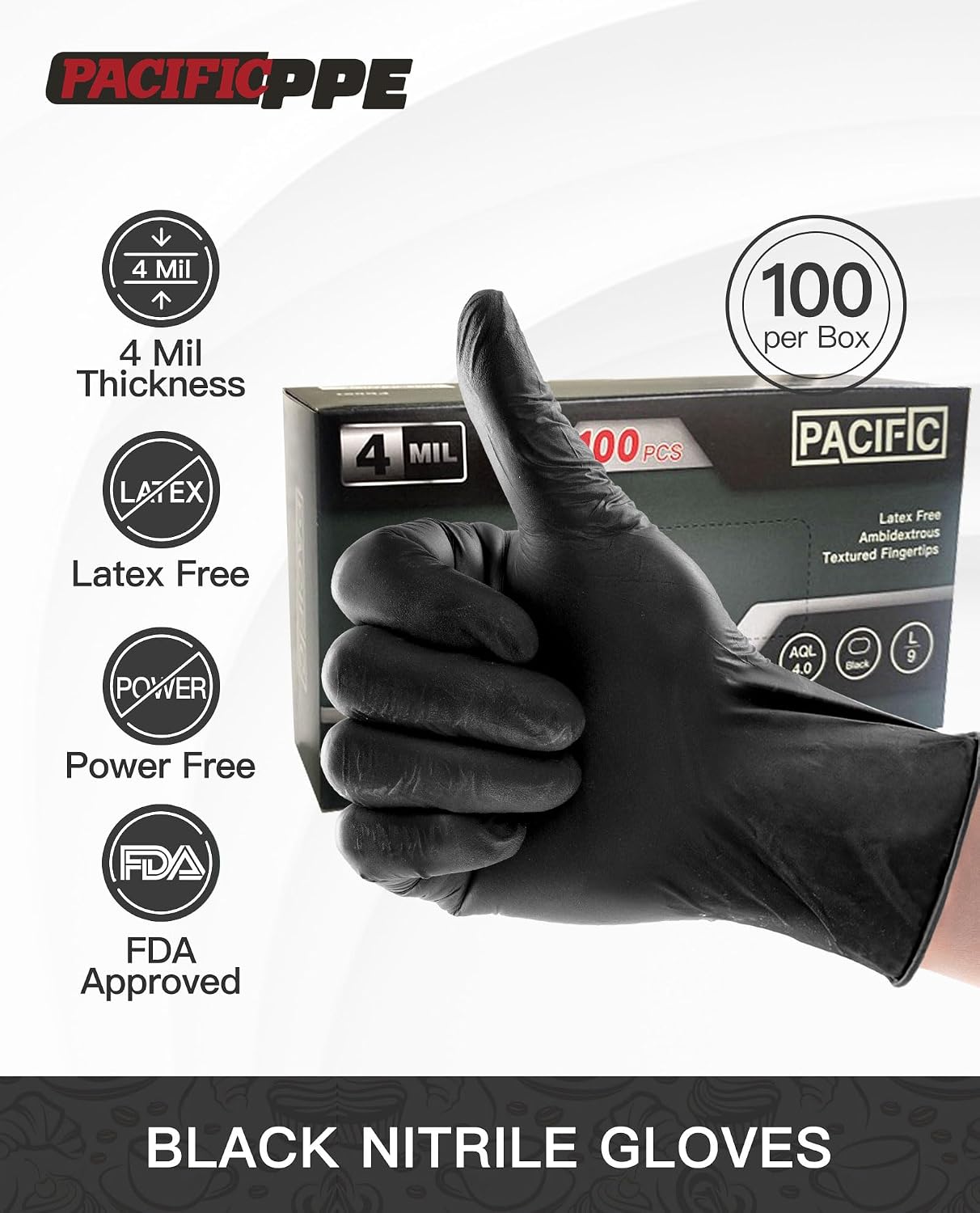 Thumbnail 1 de PACIFIC PPE Nitrile Disposable Gloves 4 mil