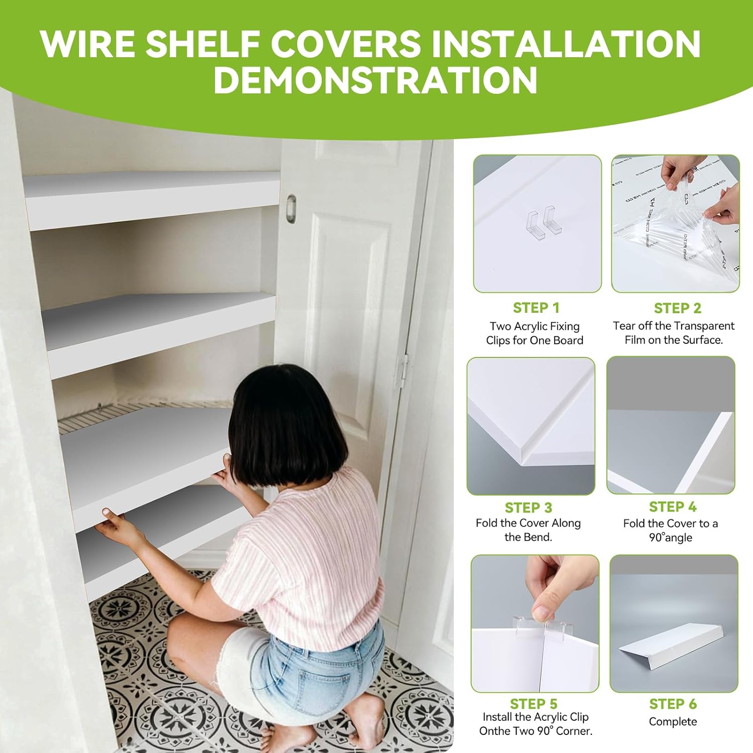 Detalle de 5 Pack Wire Shelf Covers (24 x 12) Faux Wood-Look PVC for Wire Racks