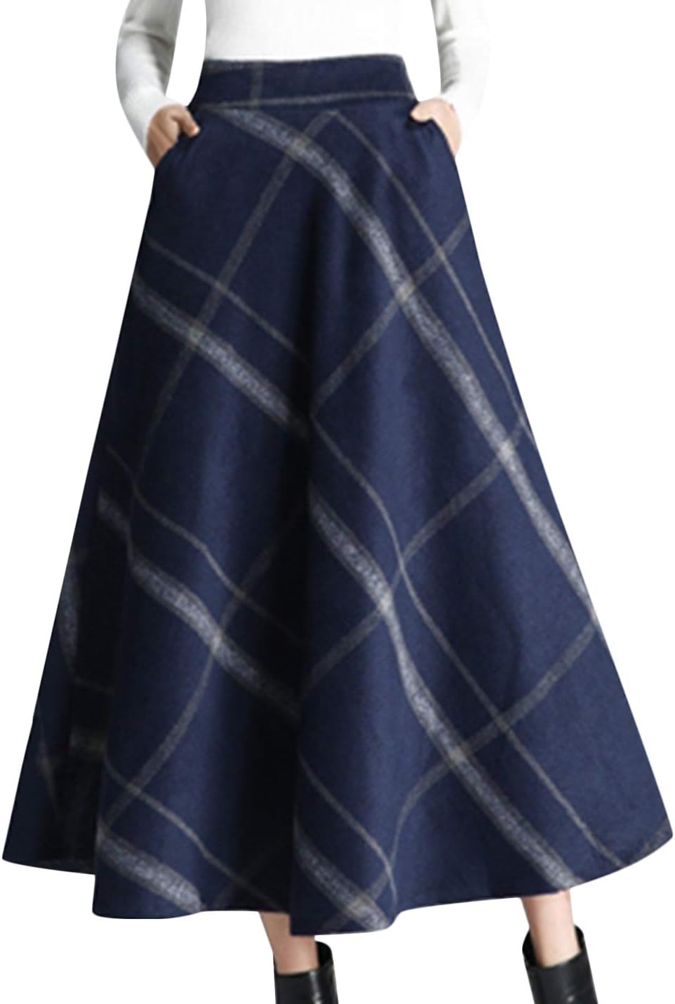 Detalle de Tanming Wool Plaid A-Line Skirt