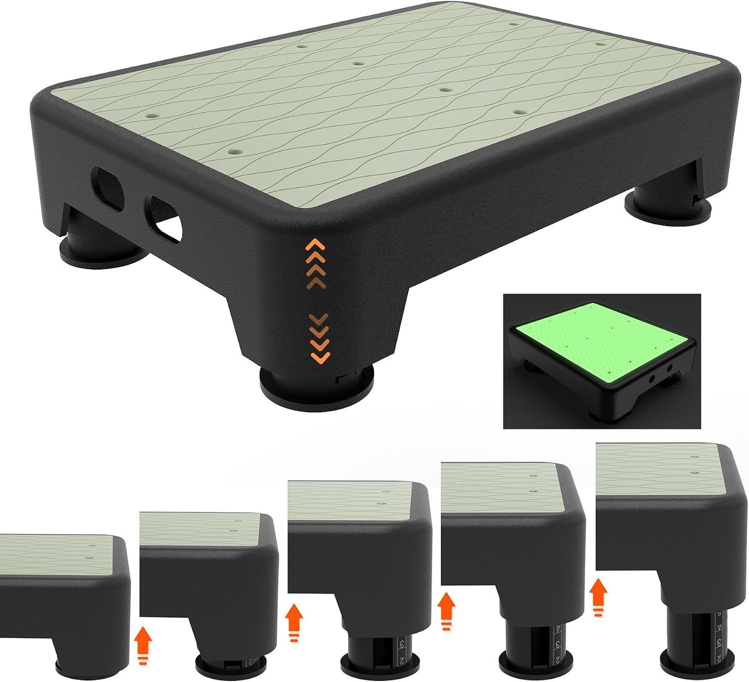 Detalle de liftoza TXSS-5C-N 5-Level Adjustable Step Stool with Glow-in-the-Dark Top