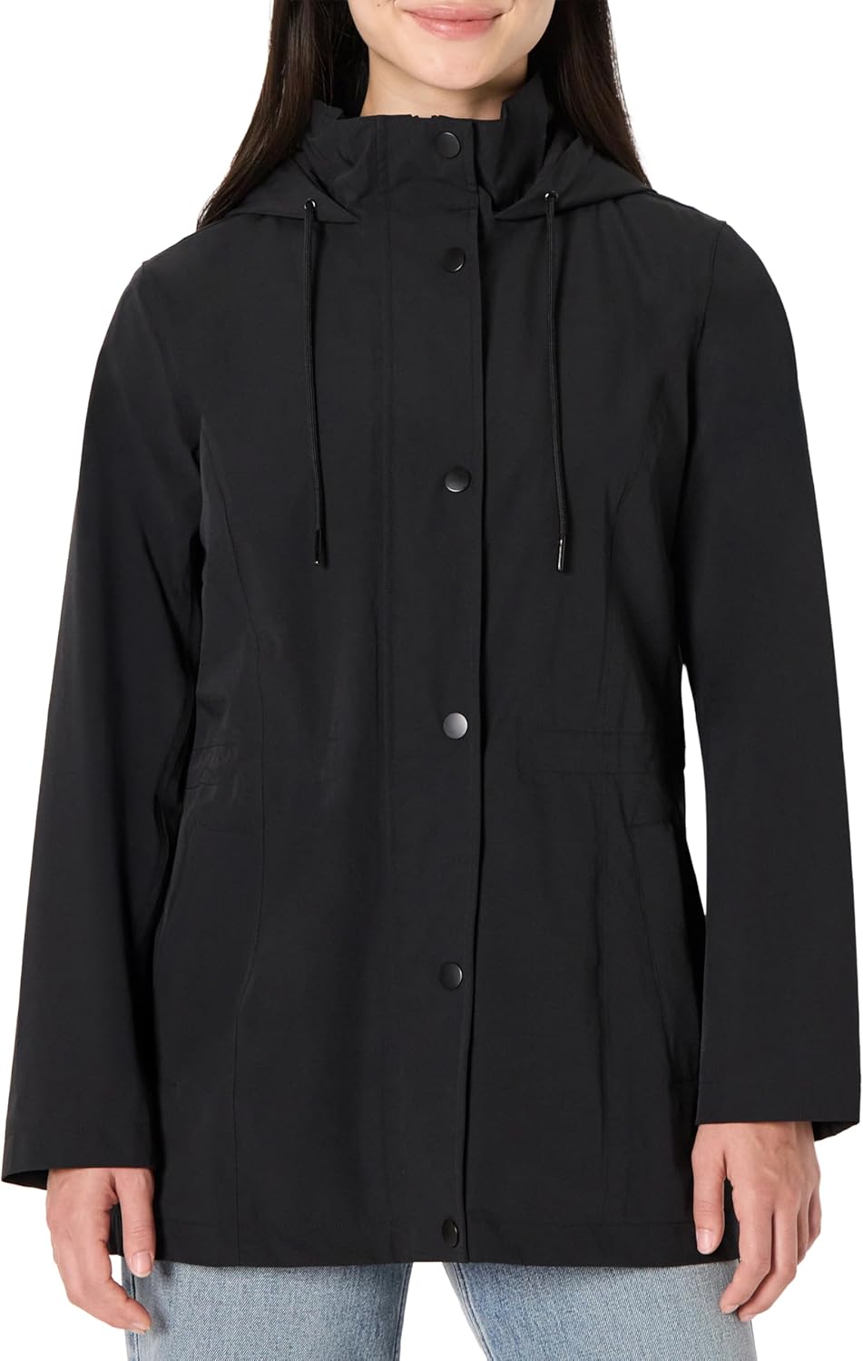 Detalle de Amazon Essentials Women's Relaxed-Fit Lightweight Waterproof Long Hooded Rain Jacket
