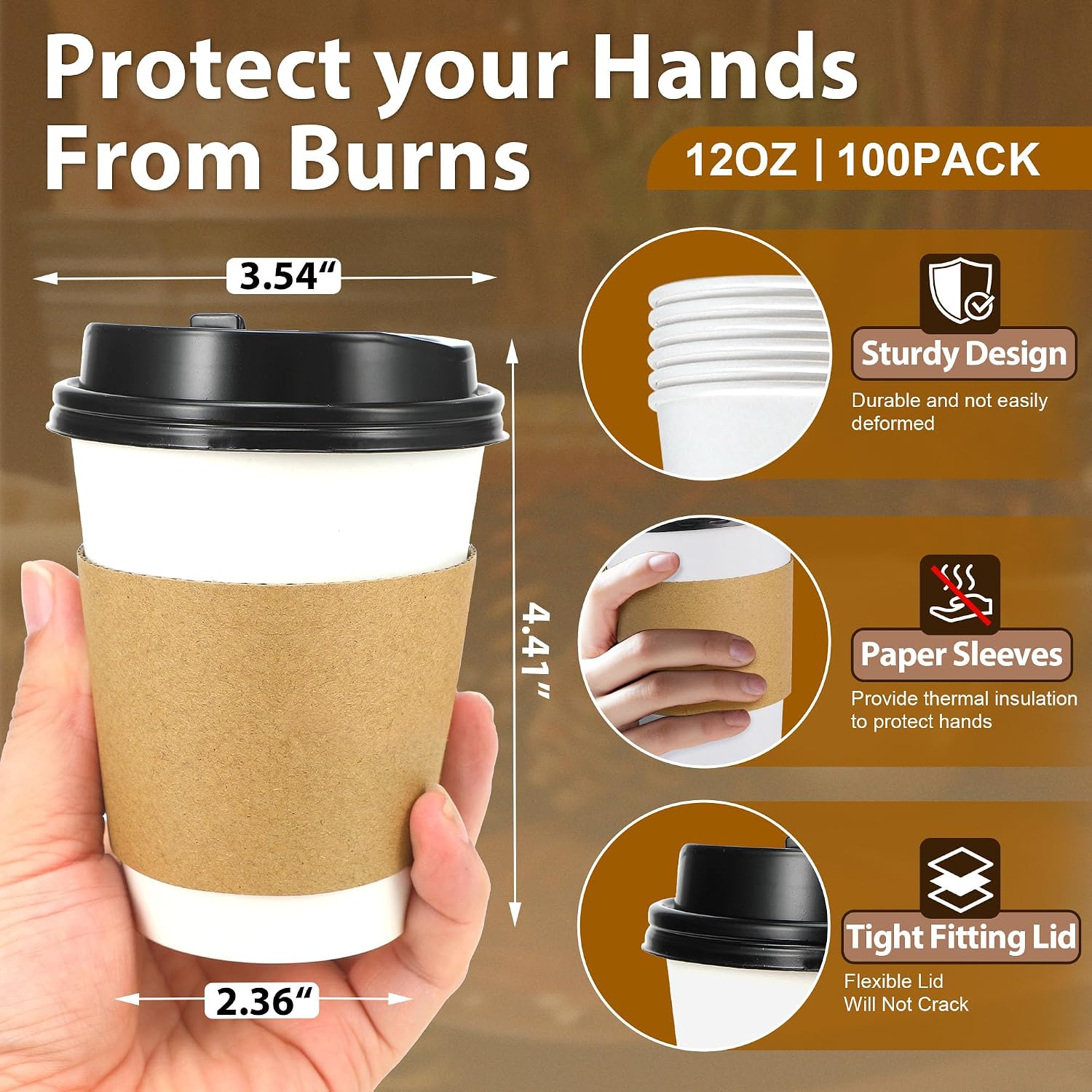 Detalle 2 de Clawsoff 100-Pack 12 oz Disposable Coffee Cups ⚡