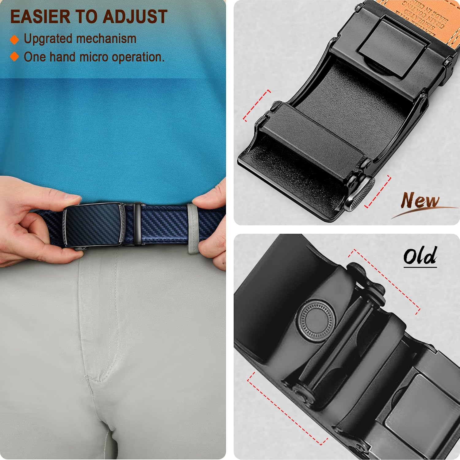 Detalle 1 de BULLIANT leather ratchet belt 1 3/8 inch