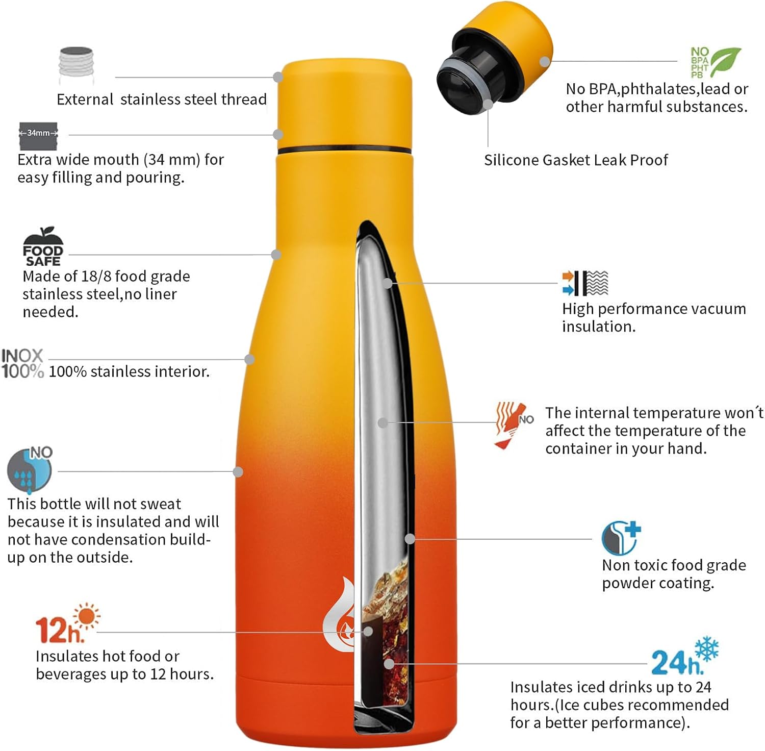 Thumbnail 2 de BJPKPK ColaH20240129 12 oz Insulated Stainless Steel Water Bottle
