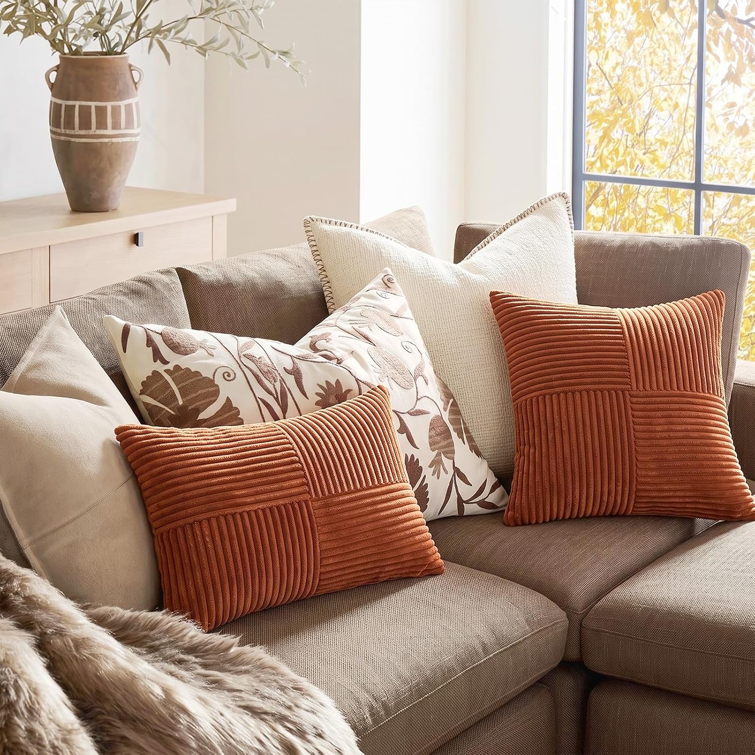 Thumbnail 4 de Fancy Homi Rust Boho Throw Pillow Cover 18x18