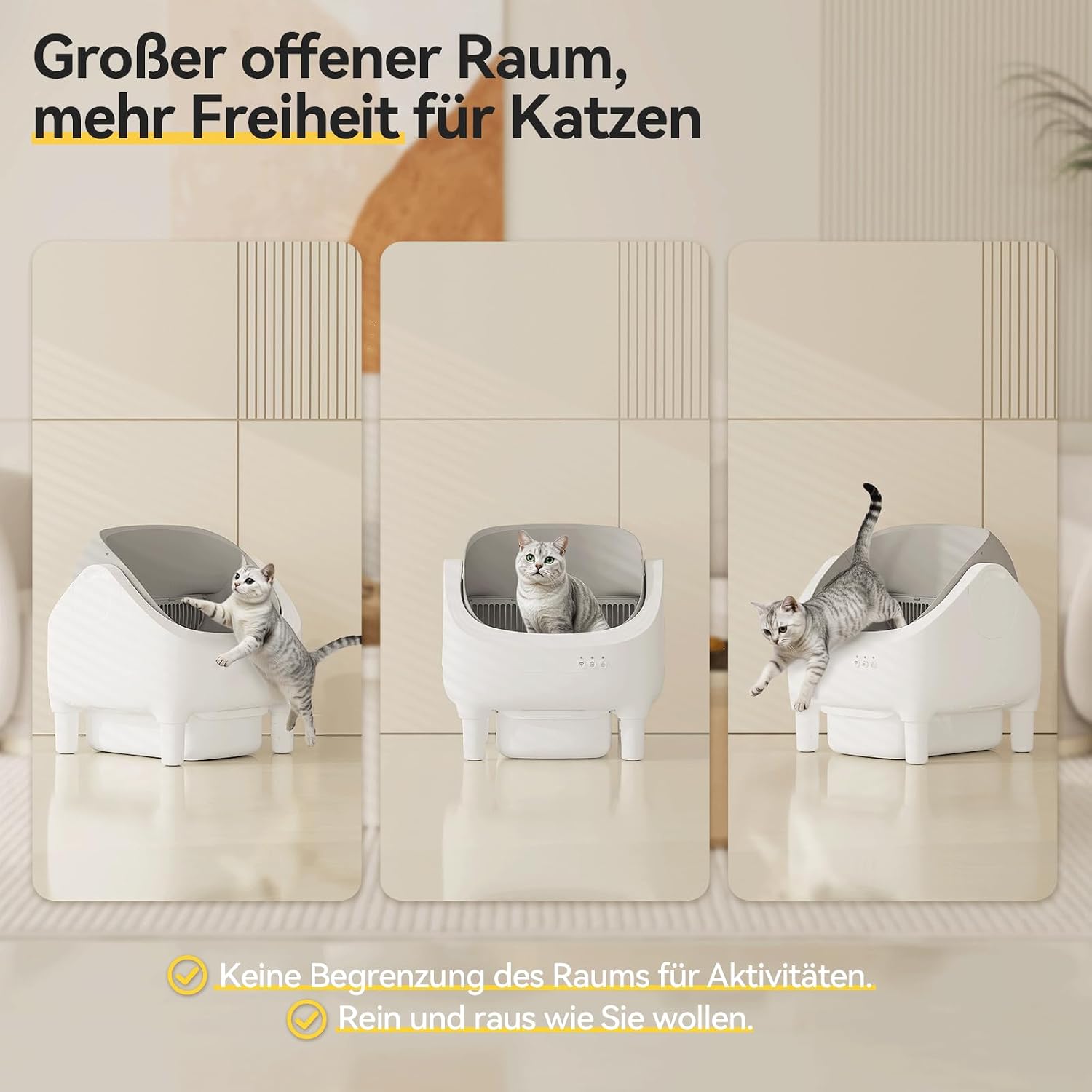 Detalle de JUMMICO Selbstreiniger Katzentoilette – XXL Top Open Design mit App-Kontrolle