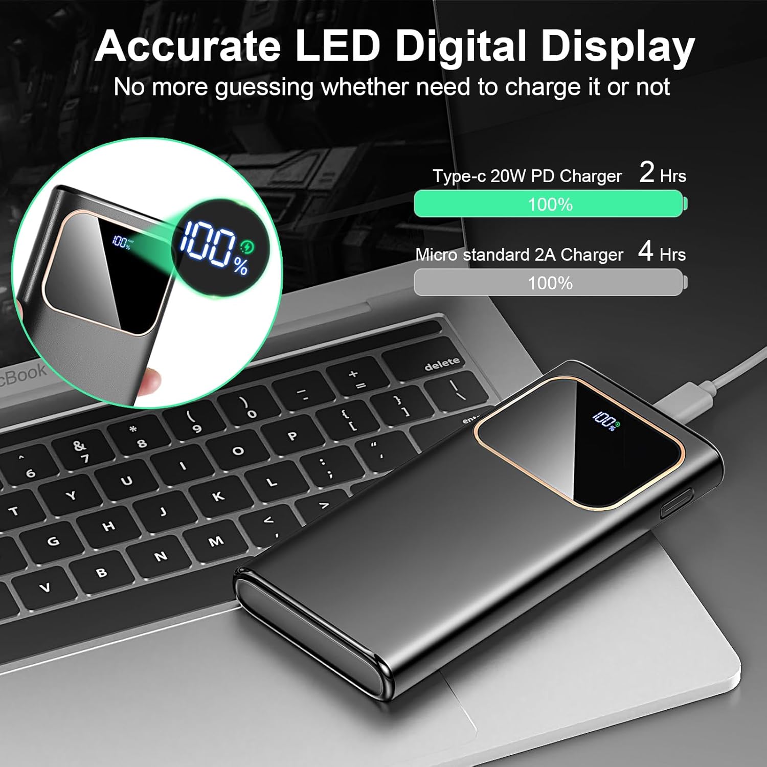 Thumbnail 4 de Power Bank Fast Charging 10000mAh with LED Display – 22.5W USB-C PD/QC Portable Charger