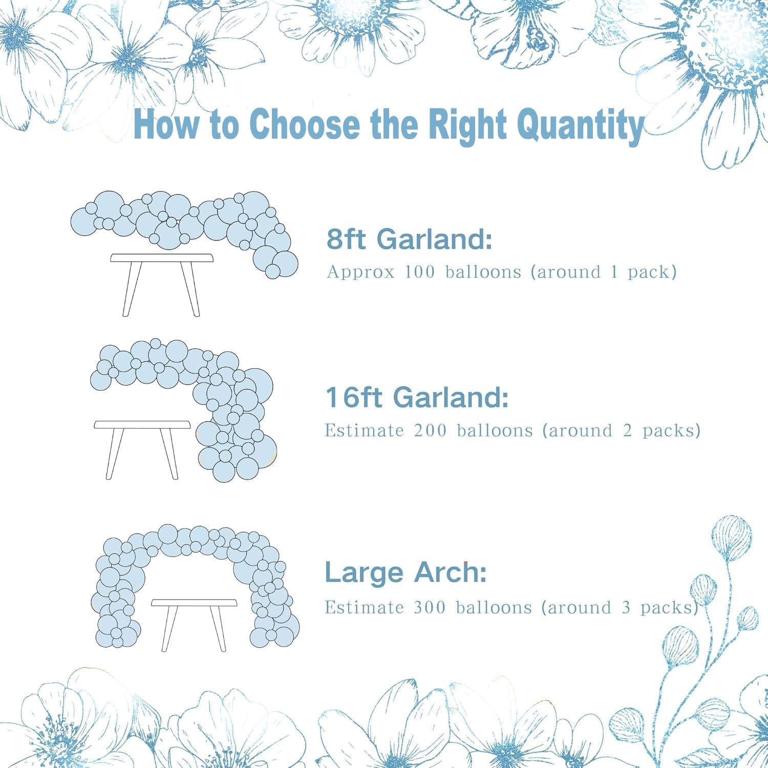 Thumbnail 4 de Dusty Blue Balloon Arch Kit (126-Piece Light Blue & White) for Weddings, Baby Showers, and More