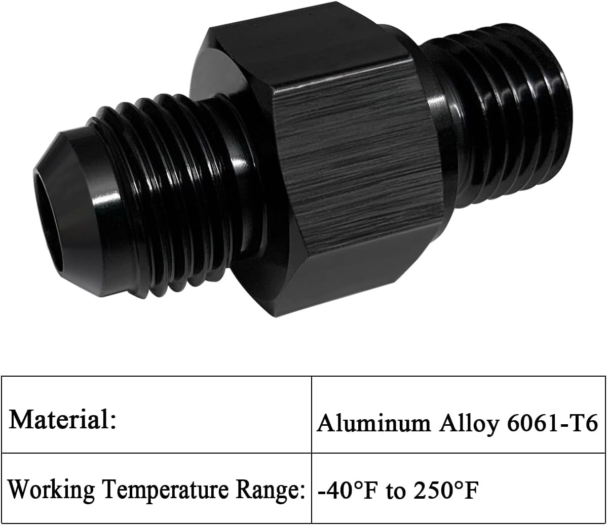Detalle de AN6 Transmission Cooler Adapter Fittings, 6061-T6 Aluminum
